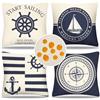 Serento Federa per Cuscini Nautico Ancora 50 x 50 cm Oceano Bussola Blu Biancheria Copricuscini Decorativi Moderni Copricuscini Impermeabili Estate per Divano Casa All'aperto Decorazione Set di 4