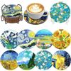 Fokenzary Van Gogh - Set di 8 sottobicchieri 5D con supporto per pittura a diamante fai da te, per adulti, antistress, pratico set fai da te