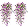 YMIFEEY 4 piante artificiali sospese come vere piante artificiali da appendere, resistenti alle intemperie, fiori artificiali, per esterni, balconi, terrazze, fiori artificiali (4, bianco viola)