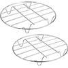 Silkmin 2 Pz Griglia Forno Microonde a Microonde Grill Rotonda in Acciaio Inox 23cm×3cm - Griglia di Cottura Circolare per Cuocere al Vapore e Raffreddamento - Adatto per Microonde, Forno e Uso Domestico