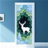 arricraft 2 adesivi 3D autoadesivi per porta, 80 x 199,9 cm, foresta, cervi, alberi e piante, decorazioni murali per porta, in PVC, rimovibile, decorazione per camera da letto, soggiorno