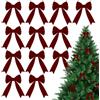 Generico 12 Fiocchi Di Natale In Velluto - A Borgogna | Fiocchi Decorativi In Velluto Per Albero Di Natale, Ghirlanda, Festone, Eleganti Decorazioni Natalizie Per, Porta E Casa