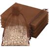 jijAcraft Sacchetti in organza di colore marrone scuro, grandi, 13 x 18 cm: sacchetto in organza con linguetta per regalo, 50 sacchetti per gioielli in tulle, sacchetti in tulle da riempire per