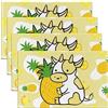 Homemissing Set di 4 tovagliette da bambina con mucca di latte, ananas, colore giallo, da ragazza, per bambini, Kawaii, latte, mucca, fattoria, decorazione per tavolo da cucina, tavolo da pranzo, 45 x 30 cm