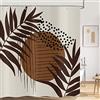 Hnmdmyi Tenda da doccia Boho 180x180, Astratto Marrone Foglie Tende da doccia metà secolo moderno minimalista geometrico estetico arte Beige Tenda da bagno impermeabile tessuto lavabile bagno