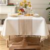 Pahajim Tovaglia Antimacchia Rettangolare Copritavolo Moderno Cotone Lino Tovaglie Elegante Impermeabile Lavabile per Protezione Tavolo Cucina,Soggiorno,Ristorante (Bianca,140x300cm)