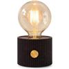 MU LIN Lampada vintage da tavolo senza fili ricaricabile, lampada da comodino retrò dimmerabile con luce calda 2500-2700K, effetto legno, ideale per la casa e come regalo per la casa