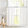 TOPICK Tenda da cucina in voile a righe, 65 x 75 cm, con passante, confezione da 2