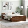 Gecheer Struttura Letto Moderno in Legno Multistrato Rovere Marrone con Testiera e Pediera, 120x190 cm, Piazza e Mezza, con Doghe