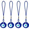 WEBEEDY 4 pezzi blu malocchio ornamento da appendere auto malocchio ciondolo ciondolo auto specchietto retrovisore accessori turco greco amuleto per buona fortuna e protezione, regalo di Natale e