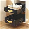 Sayudar Cassetto telescopico - profondità regolabile 41 - 60 cm profondità x 25 cm larghezza x 7,8 cm altezza, cassetto estraibile da cucina, grande metallo scorrevole fuori organizer con maniglia, organizer