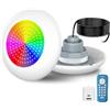 OSREE Luci Piscina LED con Filettatura 2, 15W Lampade Piscina RGB Multicolore con Telecomando, Ø190mm, 600lm, 12V AC Subacquee IP68 Impermeabile Riempito Resina Faro per Piscine Fuori Terra Acciaio