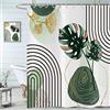 Hnmdmyi Tenda da doccia Boho 90x180, metà secolo astratto verde foglie tropicali tenda da bagno moderno geometrico minimalista estetico arte impermeabile poliestere tessuto lavabile tenda da bagno