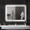HOMCOM Specchio bagno con illuminazione memoria orologio 70x90cm Argento