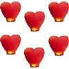 xocome Sky Lanterns, Confezione da 6 lanterne cinesi a forma di cuore, ecologiche, biodegradabili, resistenti, per compleanni, matrimoni, Capodanno e tutte le celebrazioni (rosso)