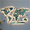 Generic Mappa del mondo 3D LED Wall Art Extra Large Home Decor con acrilico e legno moderno murale con illuminazione a LED per soggiorno