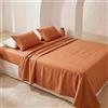 GAMUSI Set di lenzuola per letto da 90 x 190/200, 100% cotone, 3 pezzi, traspirante, morbido, colore tegola