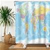 SDOTPMT 180x213cm Mondo Carta geografica Tenda da doccia Paesi e Città Geografia Educativo Tenda da bagno per bambini Blu Oceano Continenti Tenda da doccia Tessuto Impermeabile per Bagno con ganci