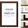 JCNORD MDF Cornice Portafoto in Legno di Noce 18x24 cm con Vetro Acrilico Infrangibile | Moderna per Pareti e Tavoli