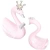 JOINPAYA Ornamenti per Auto a Forma di Cigno Coronato in Resina, Decorazioni Delicate per Cake Topper, Sculture Creative di Cigni Rosa, Set 2 Pezzi (9cm + 7cm), Idea Regalo per Arredamento