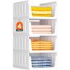 Lifewit Organizzatori Armadio con Cassetti Estraibili, 4 Pezzi Contenitori Impilabili per Vestiti, Ripiani per Armadio Interno, Scatole Salvaspazio in Plastica per Magliette, Pantaloni, 23L, Bianco