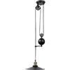 B·LED BARCELONA LED BARCELONA LED Lampada a Sospensione Industriale CLOCK WORK con Carrucola Regolabile in Altezza, Lampadario Vintage E27 Max 40W, Lampada da Soffitto in Metallo Nero per Sala da Pranzo, Cucina