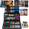 KALOUR 154 pezzi di forniture artistiche - Kit per schizzi e disegno con album da disegno, libro tutorial, carta da colorare, grafite, colorato, carbone, acquerello e matite metallizzate, strumenti da