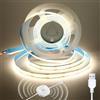 luktix USB Striscia LED COB Sensore Movimento 2 Metri con On/Off Auto, 4 Modalità timer, Modalità Giorno/Notte, 5V Nastro LED Bianco Naturale Attivata Movimento per Scale, Letto, Armadio, Cucina, 4000K