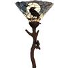 Bieye L30959 Lampada da terra in vetro colorato in stile Tiffany con corvo seduto su un ramo di albero spoglio in una notte di luna piena, per decorazioni di Halloween (Blu scuro)