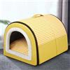 Mozzeilee Cuccia per cani da interni, cuccia per cani 2 in 1, pieghevole, a igloo, con cuscino anti-ansia rimovibile, impermeabile, calda, cuccia calmante per cani (45 x 32 x 35 cm, giallo)