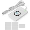 BORDRISE NFC Reader, NFC Lettore Writer NFC ACR122U ISO 14443A/B Writer, 424 Kbps Velocità Contactless NFC Writer Software con carta IC colore bianco