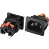 RUNCCI-YUN 2 Pezzi connettori presa di alimentazione 3 pin IEC C14 a scatto/a clip (impugnatura arancione) C14 Adattatore per spina per montaggio a pannello,250V 10A (nera)