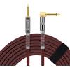 OTraki Cavo per chitarra con cavo per chitarra da 6,3 mm, 3 m, cavo intrecciato rosso con spina ad angolo e 1 jack standard per chitarra elettrica, basso, tastiera (1 pezzo)