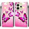 KENHONER Custodia per Xiaomi Redmi Note 14 4G, Farfalla | Portafoglio Pelle PU, Magnetica, Resistente Agli Urti, Scomparto Carte Credito, Pieghevole, Flip Libro, Motivo