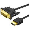 Twozoh 4K Cavo HDMI a DVI 5M, Bidirezionale adattatore HDMI a DVI ad alta velocità, cavo DVI a HDMI DVI-D 24+1 pin, 1080P, 3D Full HD per PS3/PS4, HDTV, PC