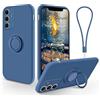 LEHEHE Cover per Samsung Galaxy A54 5G, Custodia in Silicone TPU Antiurto con Supporto ad Anello Rotante 360° Cavalletto Laccetto Compatibile con Supporto Magnetico Auto-Blu