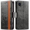 Generico DayQiQiPu Cover per TCL A3 A509DL (5,5 Pollici) Custodia in pelle PU con Patchwork Guscio Protettiva Anti-Skimming Custodia Portafoglio Flip Caso Business, Nero