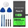 Wvoillty Batteria per Phone13 Batteria di ricambio 3800mAh ai polimeri di litio con strumento di riparazione, compatibile con 13/13 Pro, durevole e sicuro