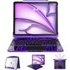 Tiaota Custodia trasparente con tastiera per iPad Air 13 pollici (M4/M3/M2, 2026/2025/2024), iPad Pro 12.9 (6/5/4/3 Gen), retroilluminazione a 7 colori, tastiera wireless magica, rotazione a 360°, con