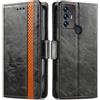 Generico DayQiQiPu Cover per TCL 30E (6,52 Pollici) Custodia in pelle PU con Patchwork Guscio Protettiva Anti-Skimming Custodia Portafoglio Flip Caso Business, Nero
