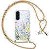 Gcxvaoi Cover con Cordino per Samsung Galaxy A57 5G, Aesthetic Fiori Disegni Custodia con Collana Tracolla Laccio Corda, Trasparente Sottile TPU Silicone + PC Antiurto Case per Samsung A57, Rosa 03