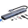 Wowssyo Hub USB C Ethernet 1000M, Wowssyo 7 in 1 Docking Station USB C, Multiporta USB C HDTV 4K, PD 100 W, 2 USB 3.0, SD/TF, Adattatore MacBook Air/Pro, Per Switch, PC e altri dispositivi di Tipo C