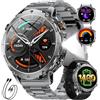 SUNKTA 1400mAh Batteria Smartwatch Uomo, 1.7'' Militare Smartwatch con Chiamata Bluetooth,100+ Modalità Sportive,IP68 Orologio Fitness,Cardiofrequenzimetro/Sonno,Torcia LED Orologio per Android iOS,Grigio