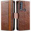 Generico DayQiQiPu Cover per TCL 4X 5G‌ T601DL (6,56 Pollici) Custodia in pelle PU con Patchwork Guscio Protettiva Anti-Skimming Custodia Portafoglio Flip Caso Business, Marrone