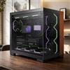AsiaHorse Scutum Ultra ATX Case per PC Panorama Mid Tower con 6 ventole Nyota Pro Reverse ARGB e hub Umbra, ATX Back-Connect, accento decorativo in legno, radiatore da 360 mm, Type-C 20 Gbps, nero