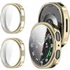 GIOPUEY Cover Compatibile con Samsung Galaxy Watch 9/8 40mm, [2 Pezzi] Soft TPU, Shock Resistant Custodia - Gold+Gold