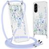 Gcxvaoi Magnetica Cover con Cordino per Samsung Galaxy A57 5G, Aesthetic Fiori Disegni Custodia con Collana Tracolla Laccio Corda Compatibile con MagSafe, Trasparente Silicone Case per Samsung A57, 02