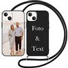 Yoedge Cover con Cordino per Apple iPhone 13 Personalizzata 6,1, Custodia con Laccio Collana Custodie Personalizzabile con Foto Testi Immagine Personalizzate Nero Custom per iPhone 13 Case