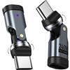 MoKo Adattatore USB C a 90 Gradi 240W - Angolo Retto di Tipo C, 2 Pezzi | Adattatore di Ricarica a 180° e 360°, per iPhone 17 Air 16 15 Pro Max, MacBook/iPad, Galaxy, Grigio