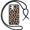 Foonary Cover con Cordino per Apple iPhone 13 Mini 5,4, Custodia con Laccio Collana Tracolla Aesthetic Disegni Antiurto TPU Necklace Regolabile Protettiva Corda Case per iPhone 13 Mini, Leopardato 4